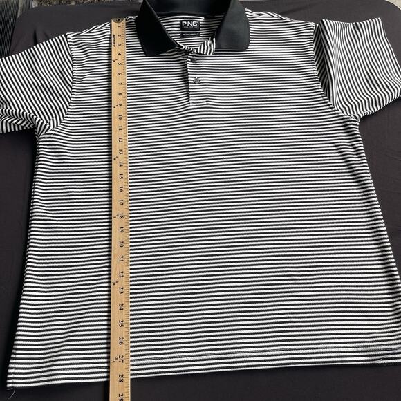 Ping Mens Golf Polo Shirt Extra Large XL Striped Dry Fiber Dynamics Black White - Picture 9 of 10